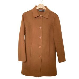 Sutton Studio Petite Camel Coat Womens Size 2P Cashmere Blend Classic Tan Pocket